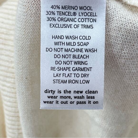 Toad&Co Merino Wool Gypsy Crewneck Sweater Cream Lightweight Organic Size Med - Picture 10 of 11